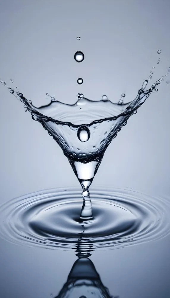 Minimal Soft Studio Light Photography A Close Up Of A Water Droplet Splashing On A Surface Creating A Circular Pattern With Ripples And Reflections High Detail Solid Bold Color Background 3 Ddf8