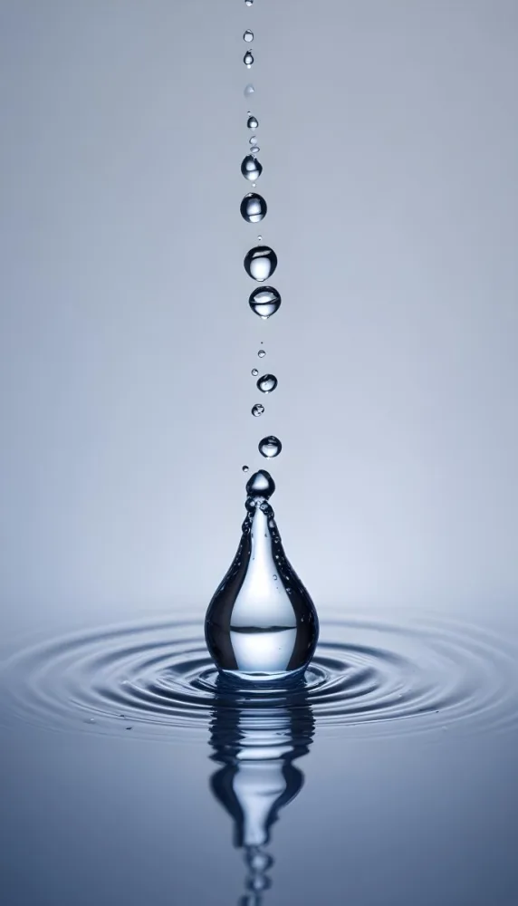 Minimal Soft Studio Light Photography A Close Up Of A Water Droplet Splashing On A Surface Creating A Circular Pattern With Ripples And Reflections High Detail Solid Bold Color Background 5 9a9b