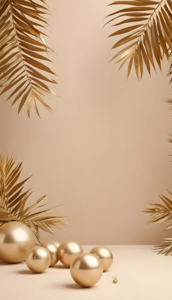 Minimal Soft Studio Light Photography Golden Palm Leaves And