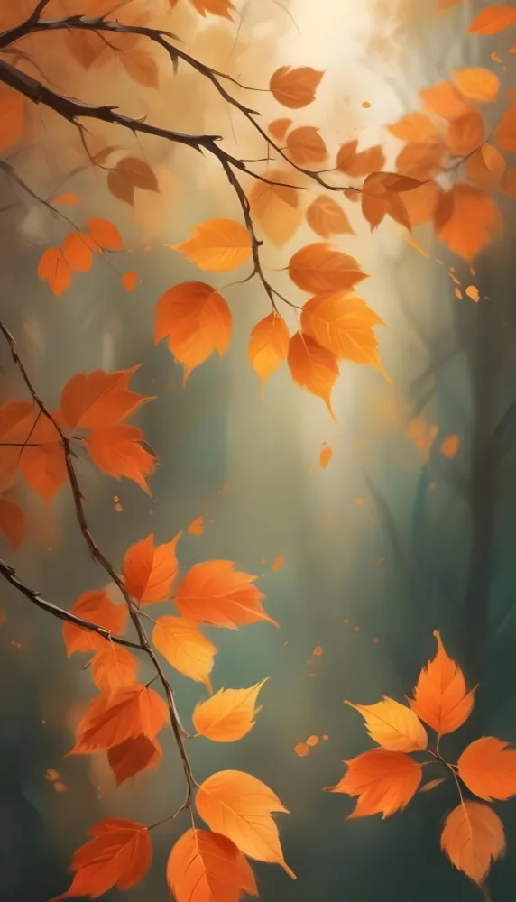Minimal Soft Studio Light Photography Orange Leaves On Branches With A Soft Blurred Background Of Light And Colors Creating A Warm Autumnal Atmosphere High Detail Solid Bold Color Background 27 2d1d