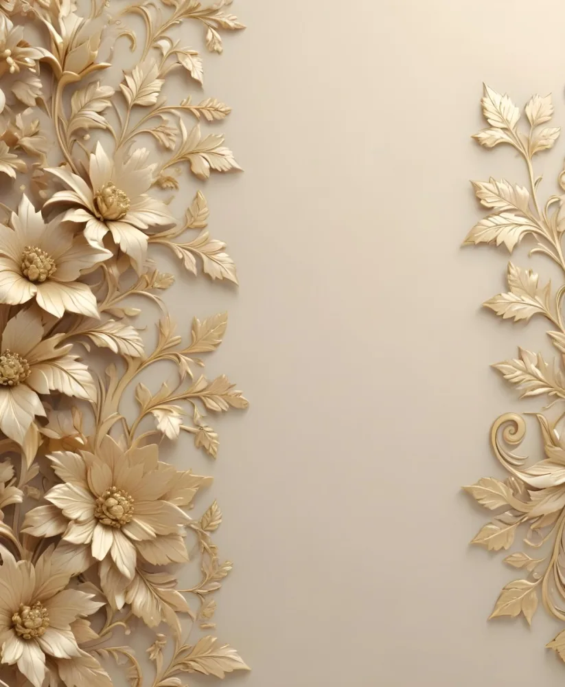 Minimal Soft Studio Light Photography Ornate Floral Pattern With Intricate Golden Flowers And Leaves On A Light Beige Background High Detail Solid Bold Color Background 8 5276