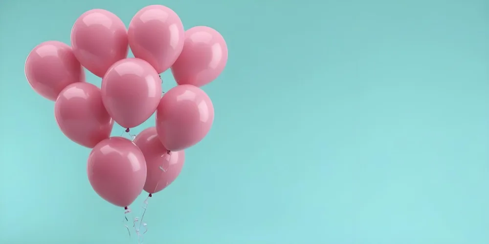 Minimal Soft Studio Light Photography Pink Balloons Against A Teal Background High Detail Solid Bold Color Background 12 A08f