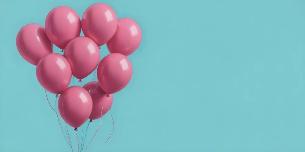 Minimal Soft Studio Light Photography Pink Balloons Against A Teal Background High Detail Solid Bold Color Background 16 13b4