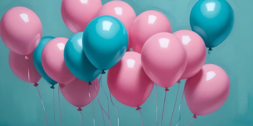 Minimal Soft Studio Light Photography Pink Balloons Against A Teal Background High Detail Solid Bold Color Background 17 C7a4