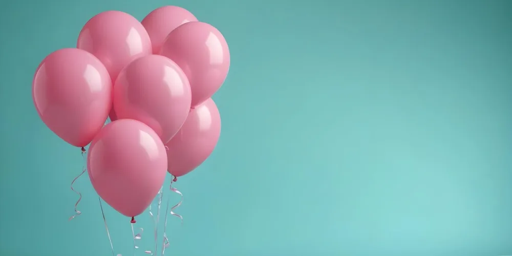 Minimal Soft Studio Light Photography Pink Balloons Against A Teal Background High Detail Solid Bold Color Background 26 860d