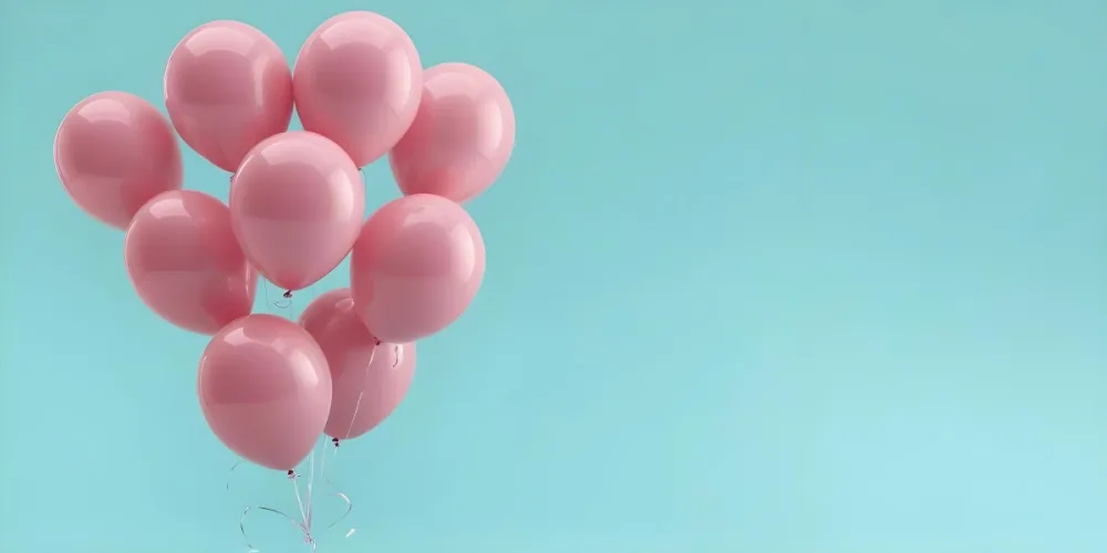 Minimal Soft Studio Light Photography Pink Balloons Against A Teal Background High Detail Solid Bold Color Background 31 Cd98