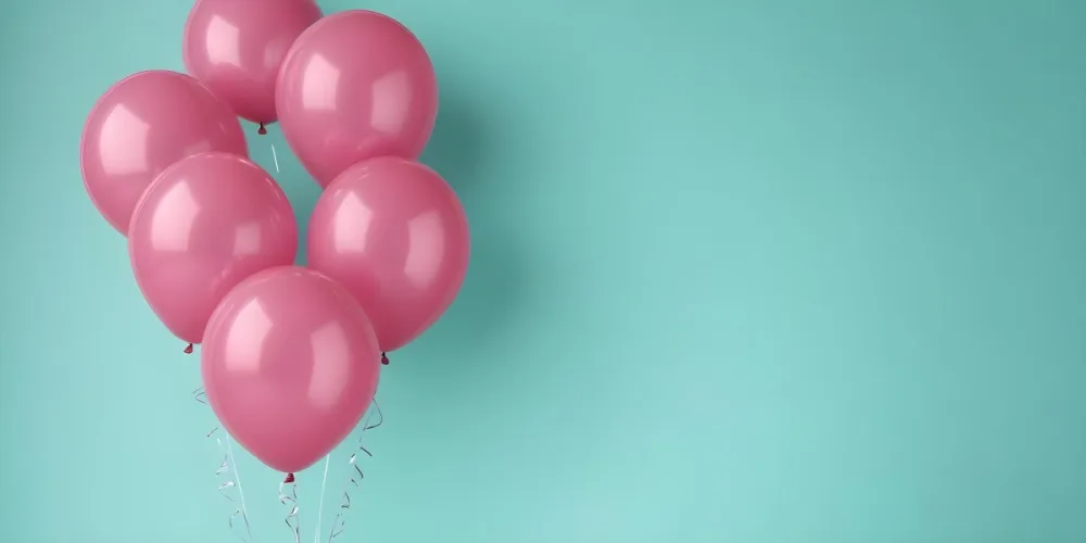 Minimal Soft Studio Light Photography Pink Balloons Against A Teal Background High Detail Solid Bold Color Background 35 3cf5
