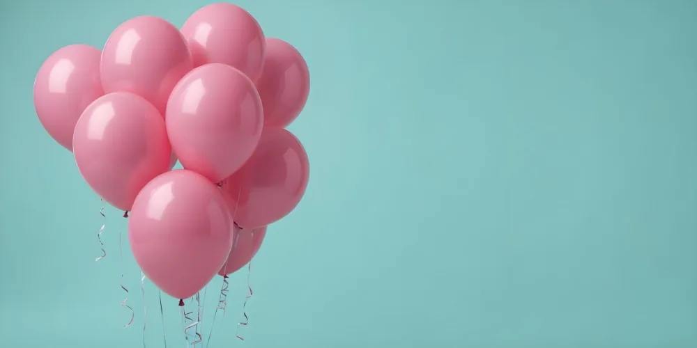 Minimal Soft Studio Light Photography Pink Balloons Against A Teal Background High Detail Solid Bold Color Background 4 25f4