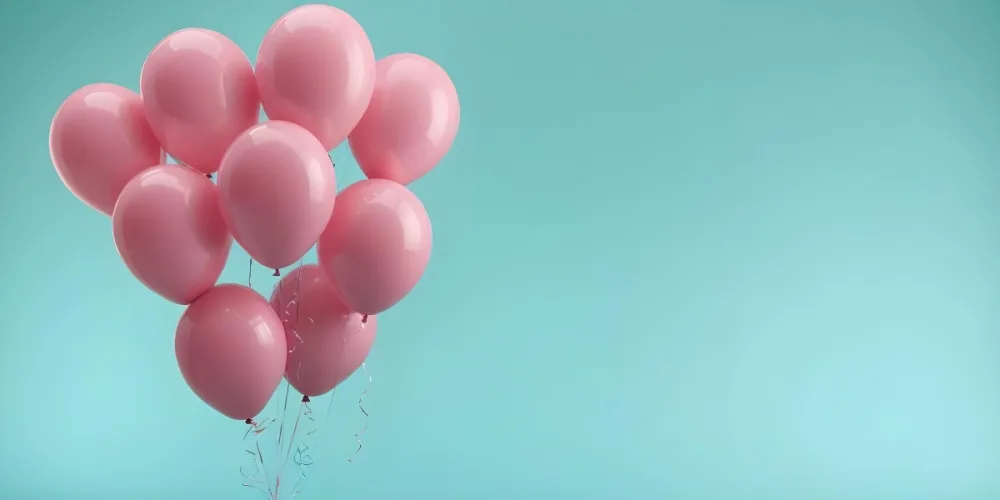 Minimal Soft Studio Light Photography Pink Balloons Against A Teal Background High Detail Solid Bold Color Background 6 Af67