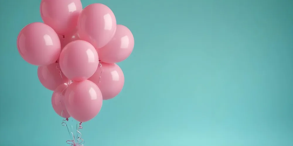 Minimal Soft Studio Light Photography Pink Balloons Against A Teal Background High Detail Solid Bold Color Background 8 2d16