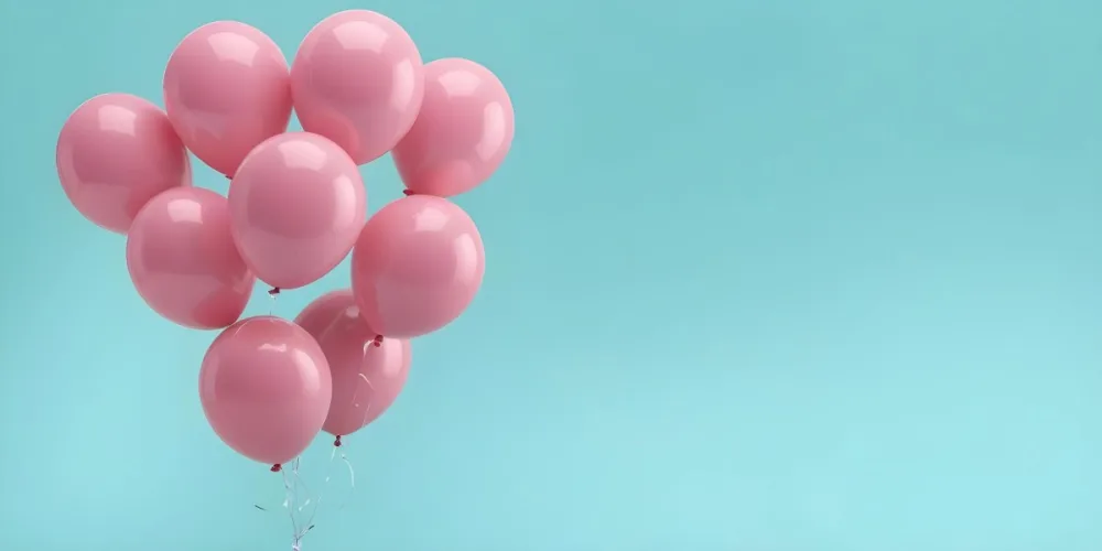 Minimal Soft Studio Light Photography Pink Balloons Against A Teal Background High Detail Solid Bold Color Background 9 E3ca
