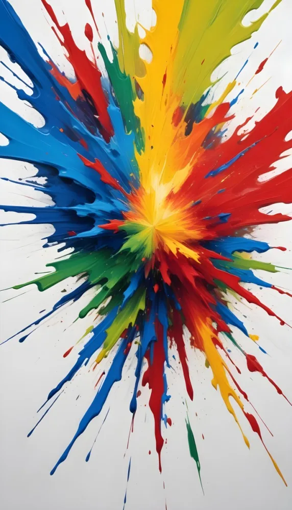 Oil Painting An Explosion Of Vibrant Colors Including Blue Red Yellow And Green Creating A Dynamic And Abstract Composition On A White Background Creative Extremely Detailed Brush Stroke 1 22b6