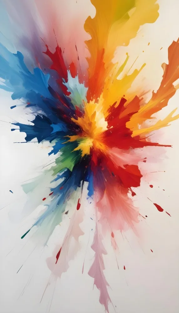 Oil Painting An Explosion Of Vibrant Colors Including Blue Red Yellow And Green Creating A Dynamic And Abstract Composition On A White Background Creative Extremely Detailed Brush Stroke 10 2a30
