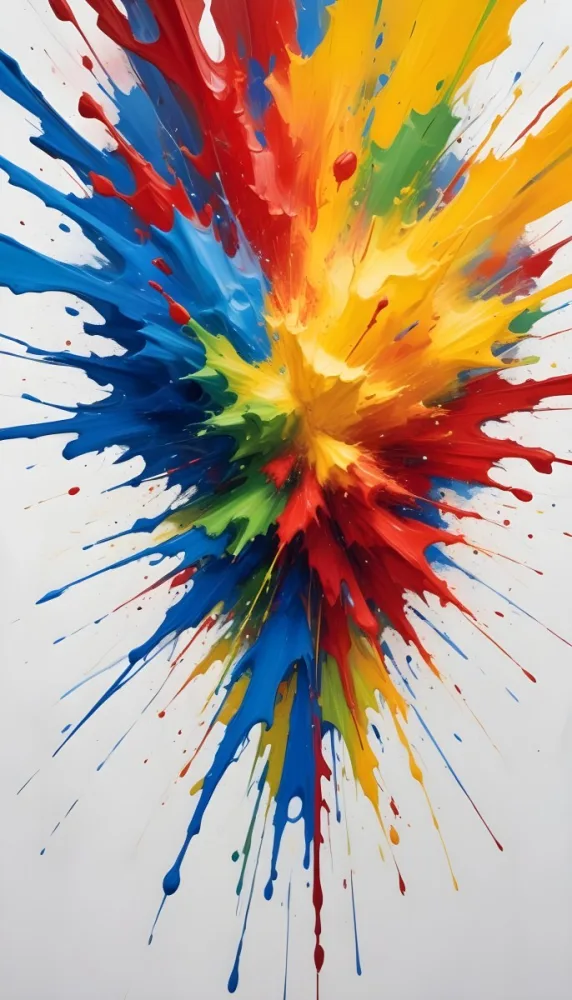 Oil Painting An Explosion Of Vibrant Colors Including Blue Red Yellow And Green Creating A Dynamic And Abstract Composition On A White Background Creative Extremely Detailed Brush Stroke 5 1ea6