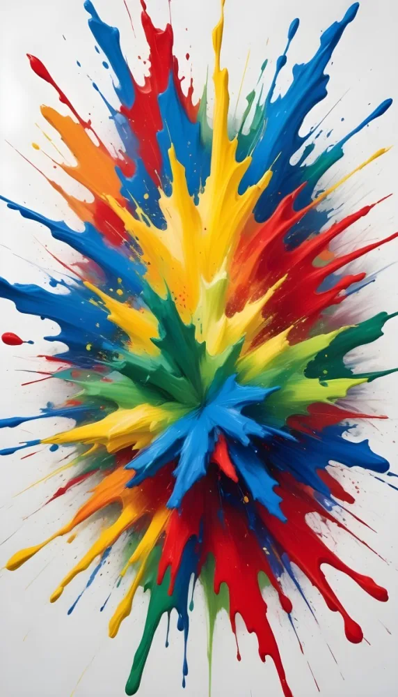 Oil Painting An Explosion Of Vibrant Colors Including Blue Red Yellow And Green Creating A Dynamic And Abstract Composition On A White Background Creative Extremely Detailed Brush Stroke 7 1894