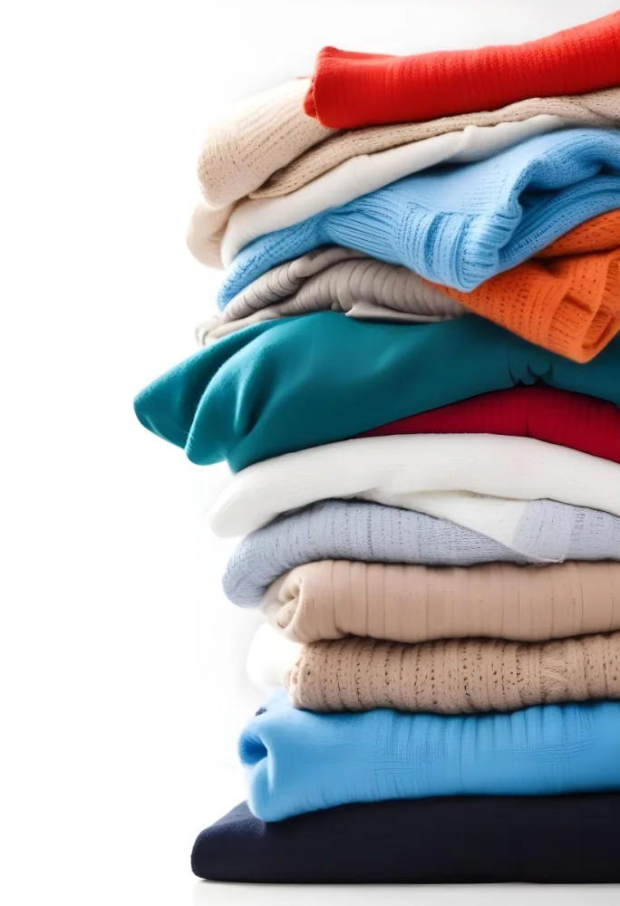 Pile Of White Folded Clothes Including Sweaters Pants And Sweaters Stacked Haphazardly On Top Of Each Other Creating A Organized And Organized Mess Colorful Background 19 6336