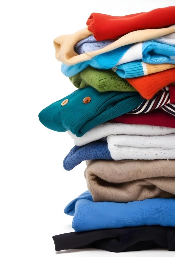 Pile Of White Folded Clothes Including Sweaters Pants And Sweaters Stacked Haphazardly On Top Of Each Other Creating A Organized And Organized Mess Colorful Background 33 C284