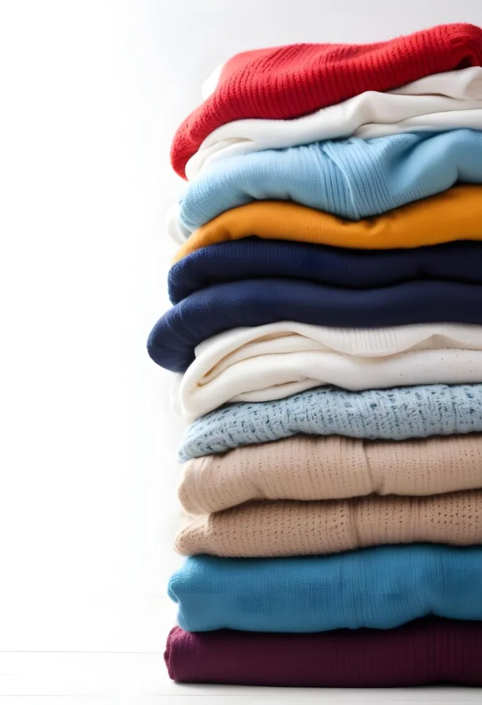 Pile Of White Folded Clothes Including Sweaters Pants And Sweaters Stacked Haphazardly On Top Of Each Other Creating A Organized And Organized Mess Colorful Background 37 7191