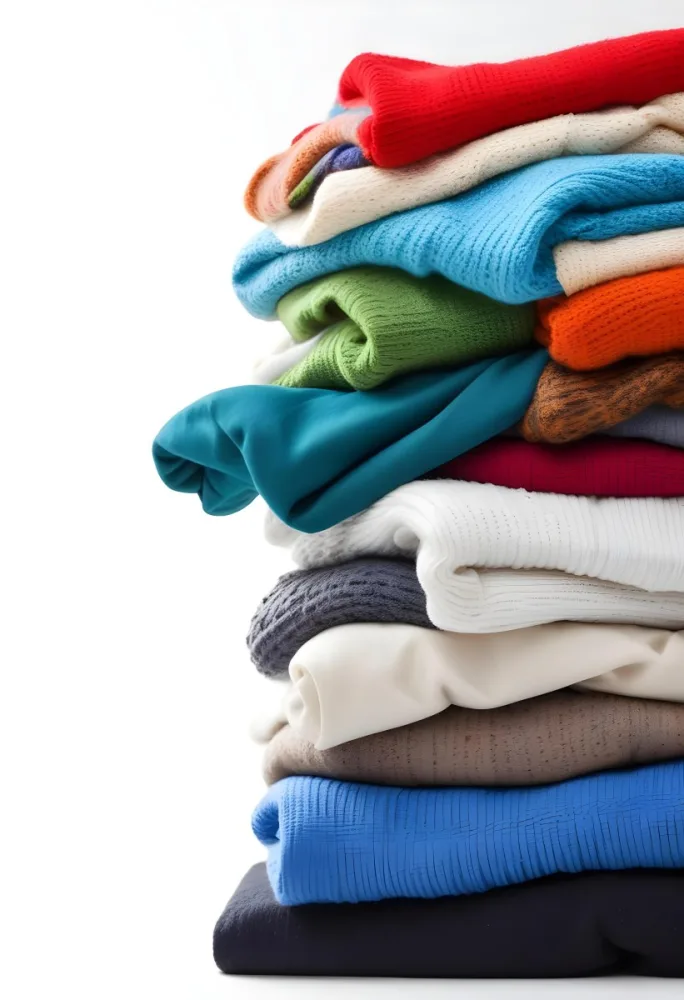 Pile Of White Folded Clothes Including Sweaters Pants And Sweaters Stacked Haphazardly On Top Of Each Other Creating A Organized And Organized Mess Colorful Background 7 8181