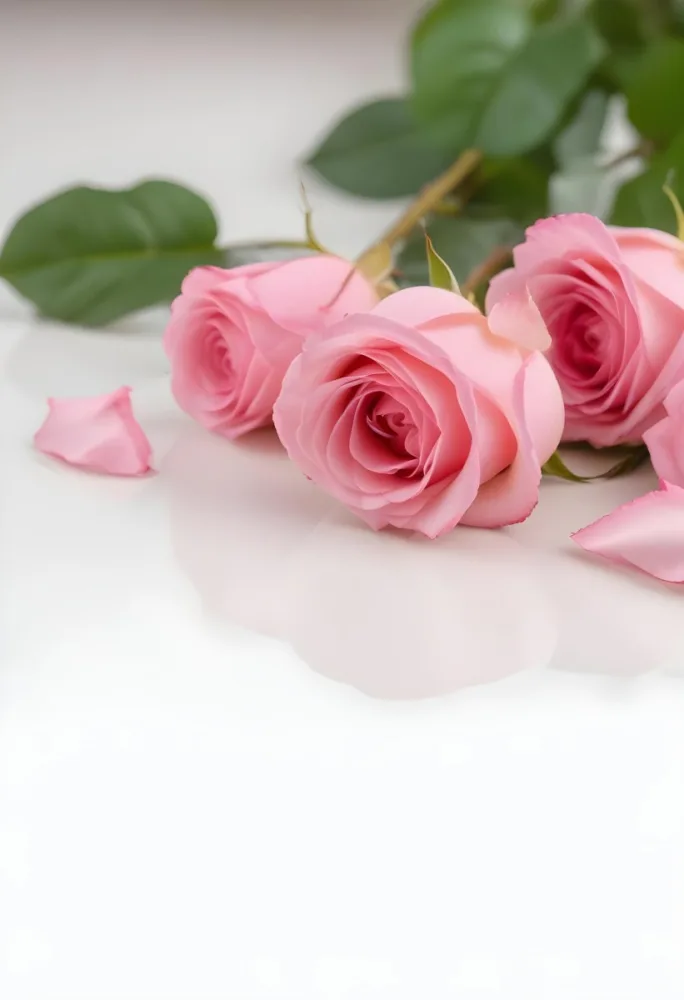 Pink Roses On A White Background 79 6467