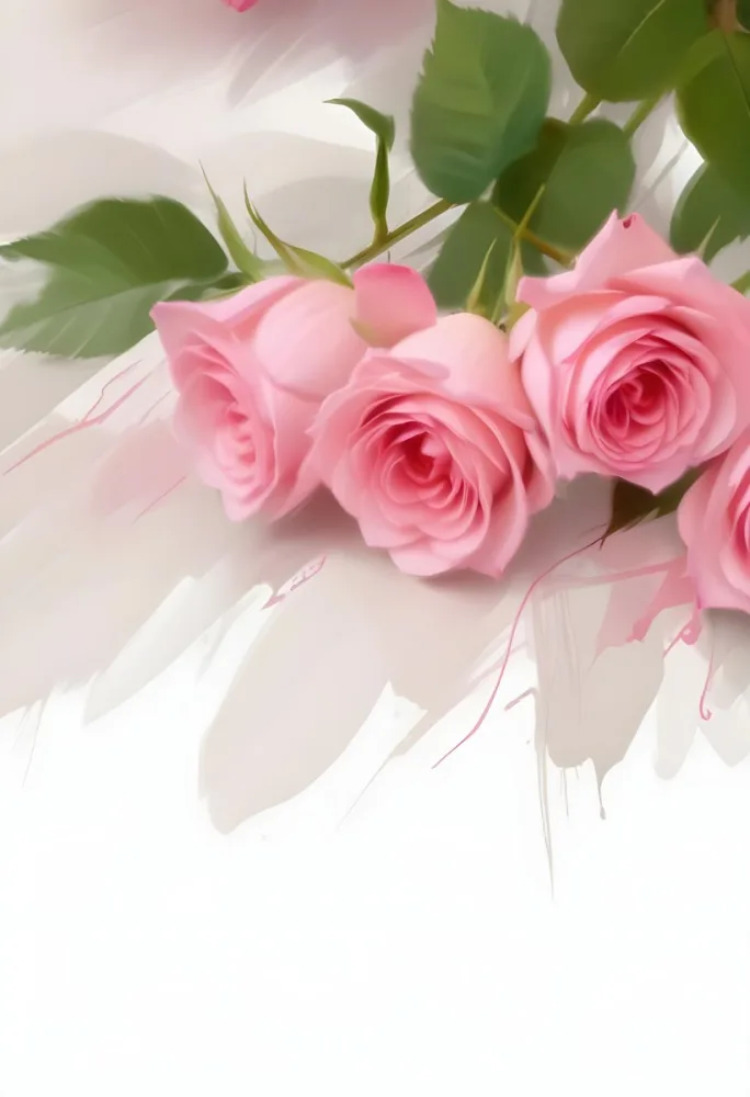 Pink Roses On A White Background 8 E5bb