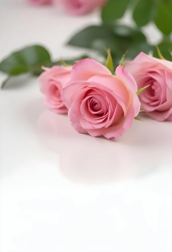 Pink Roses On A White Background 80 85d6