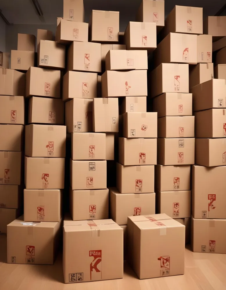 Stacks Of Cardboard Boxes With Fragile Symbols Suggesting A Moving Or Shipping Scene 9 E785