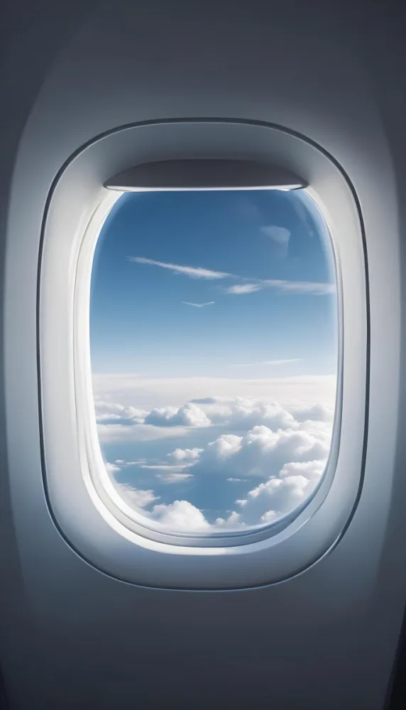 View Of Clouds And Sky Through An Airplane Window 7 8734