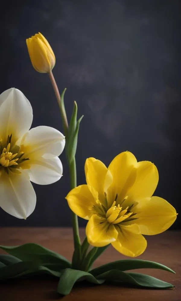 Vwhite And Yellow Tulips Against A Dark Backgroundwhite And Yellow Tulips Against A Dark Backgroundwhite And Yellow Tulips Against A Dark Backgroundwhite And Yellow Tulips Against A Dark Backgroundwhite And Yellow Tu 13 76a3