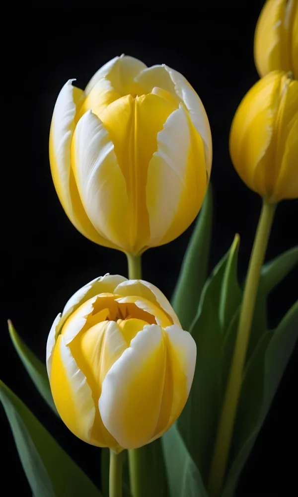 Vwhite And Yellow Tulips Against A Dark Backgroundwhite And Yellow Tulips Against A Dark Backgroundwhite And Yellow Tulips Against A Dark Backgroundwhite And Yellow Tulips Against A Dark Backgroundwhite And Yellow Tu 5 33e4