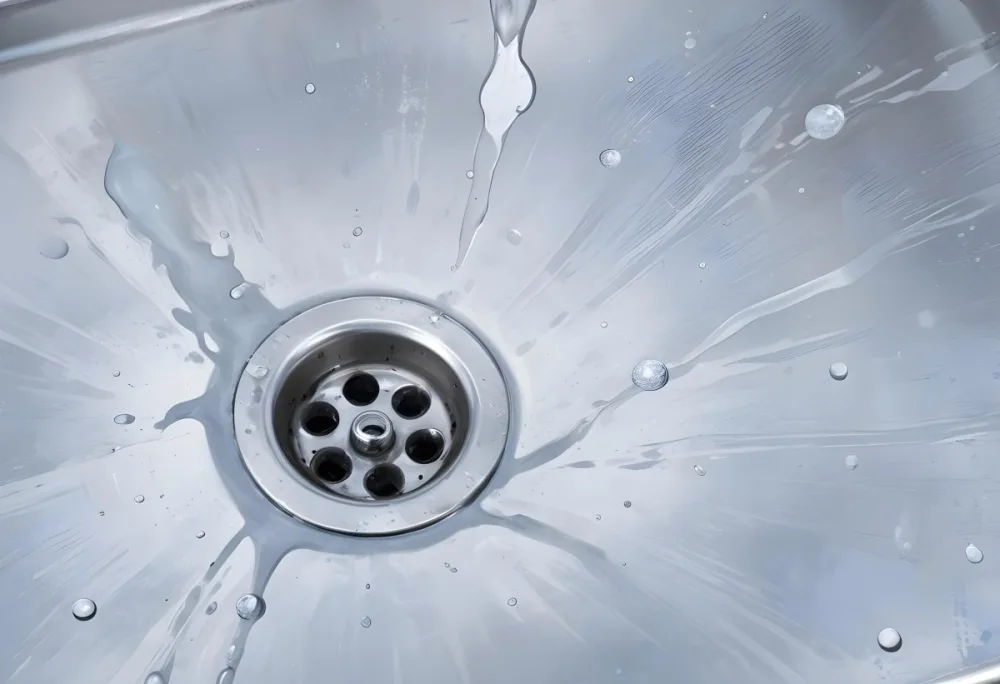 Water Running Down A Metal Sink Drain The Water Is Clear And Has Bubbles The Sink Is Made Of Stainless Steel 10 7671