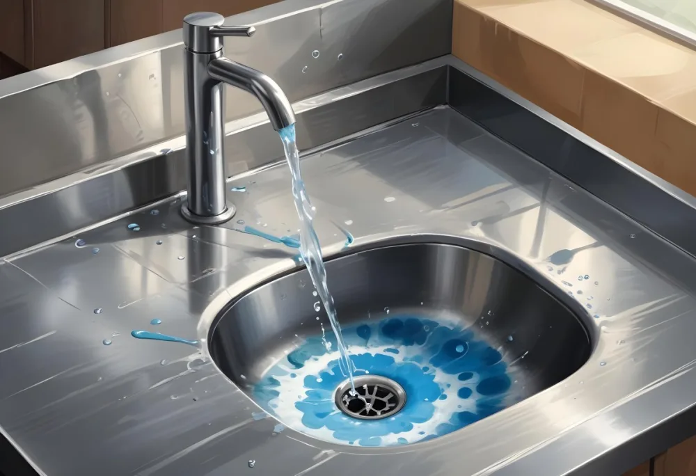 Water Running Down A Metal Sink Drain The Water Is Clear And Has Bubbles The Sink Is Made Of Stainless Steel 17 0262