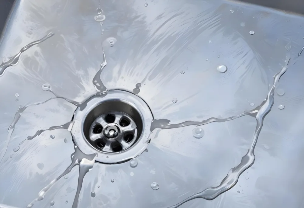 Water Running Down A Metal Sink Drain The Water Is Clear And Has Bubbles The Sink Is Made Of Stainless Steel 20 Ed20