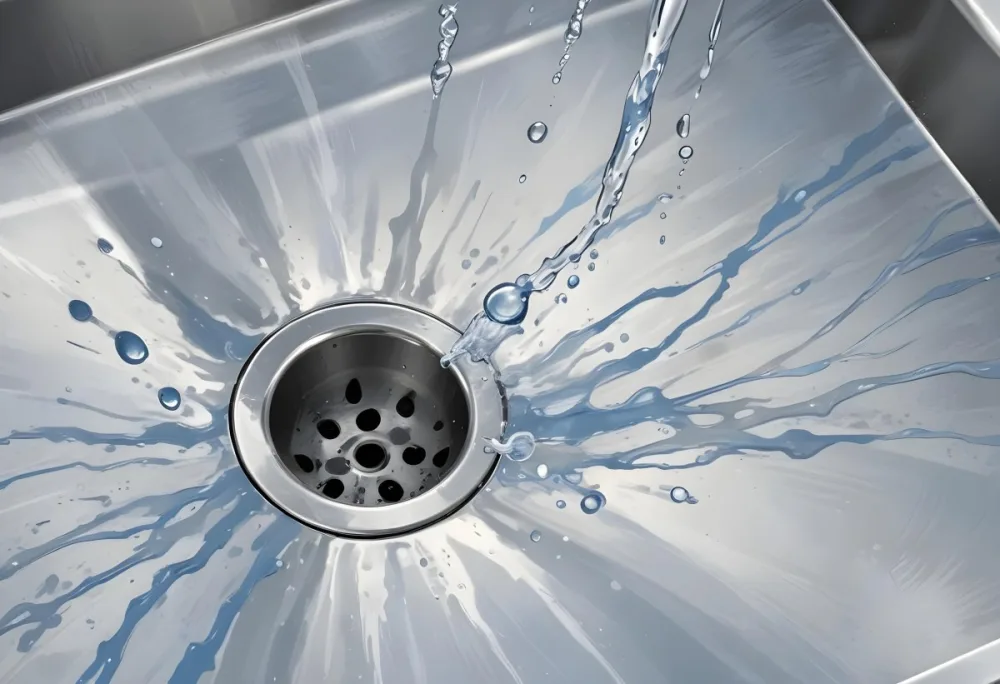 Water Running Down A Metal Sink Drain The Water Is Clear And Has Bubbles The Sink Is Made Of Stainless Steel 7 D531