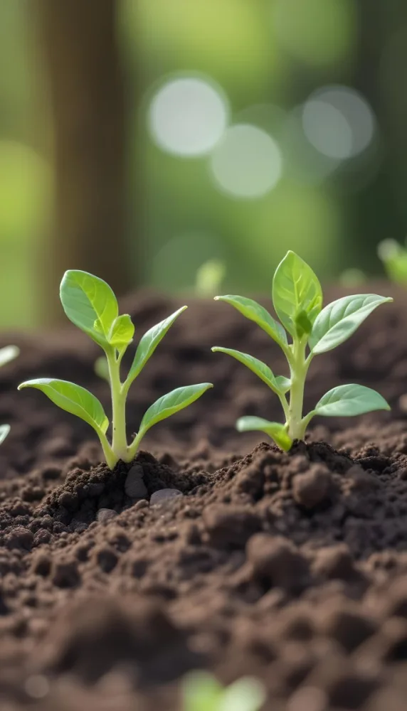 Young Green Plants Sprouting From Soil With Blurred Natural Background 12 1f8b