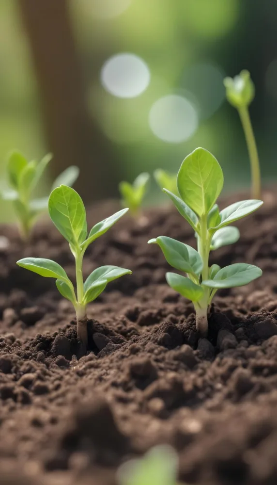 Young Green Plants Sprouting From Soil With Blurred Natural Background 15 260c