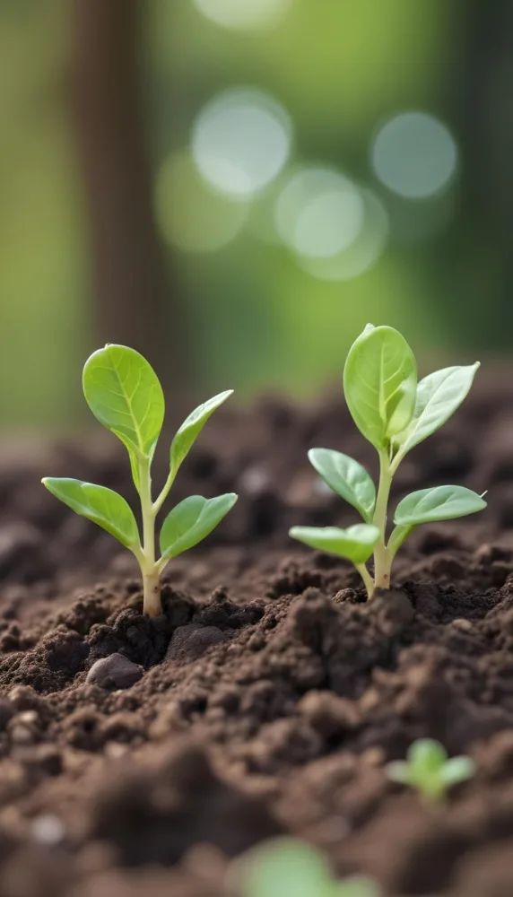 Young Green Plants Sprouting From Soil With Blurred Natural Background 16 Da99