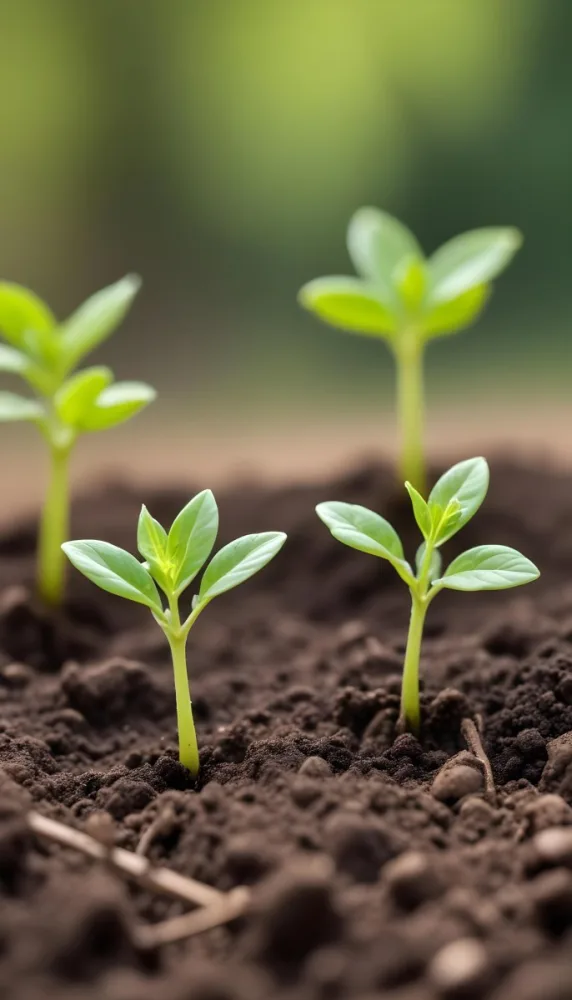 Young Green Plants Sprouting From Soil With Blurred Natural Background 2 9c7e
