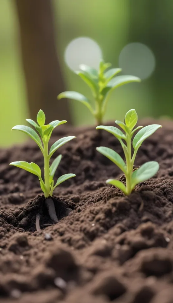 Young Green Plants Sprouting From Soil With Blurred Natural Background 5 F6fc