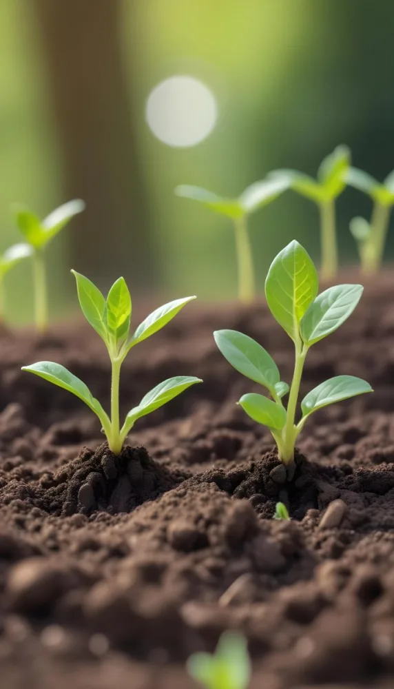 Young Green Plants Sprouting From Soil With Blurred Natural Background 8 B786
