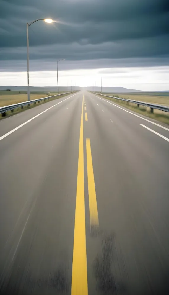 35mm Film Photography A Blurred Image Of A Road With Yellow Center Lines Indicating High Speed Motion High Detail 5 E30b