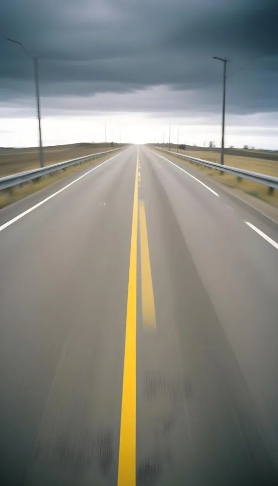 35mm Film Photography A Blurred Image Of A Road With Yellow Center Lines Indicating High Speed Motion High Detail 6 D930