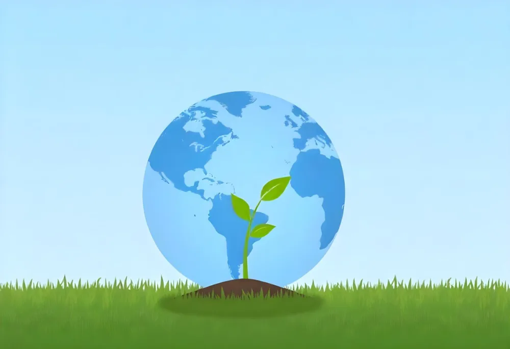 A Globe With A Plant Growing Inside On A Green Grass Field With A Clear Blue Sky In The Background Symbolizing Environmental Conservation And Sustainability 9 274a