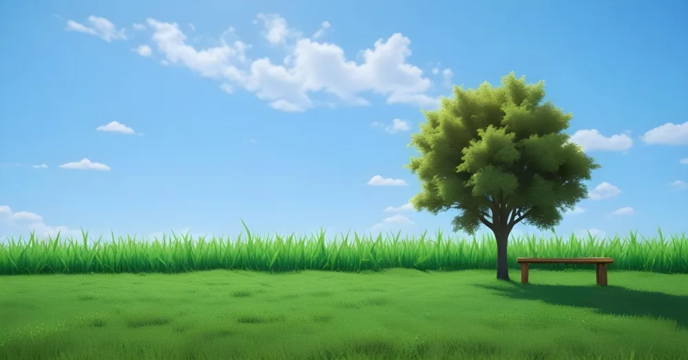 A Green Field With Grass And A Tree On A Sunny Day Blue Sky With Some Clouds In The Background 37 167d