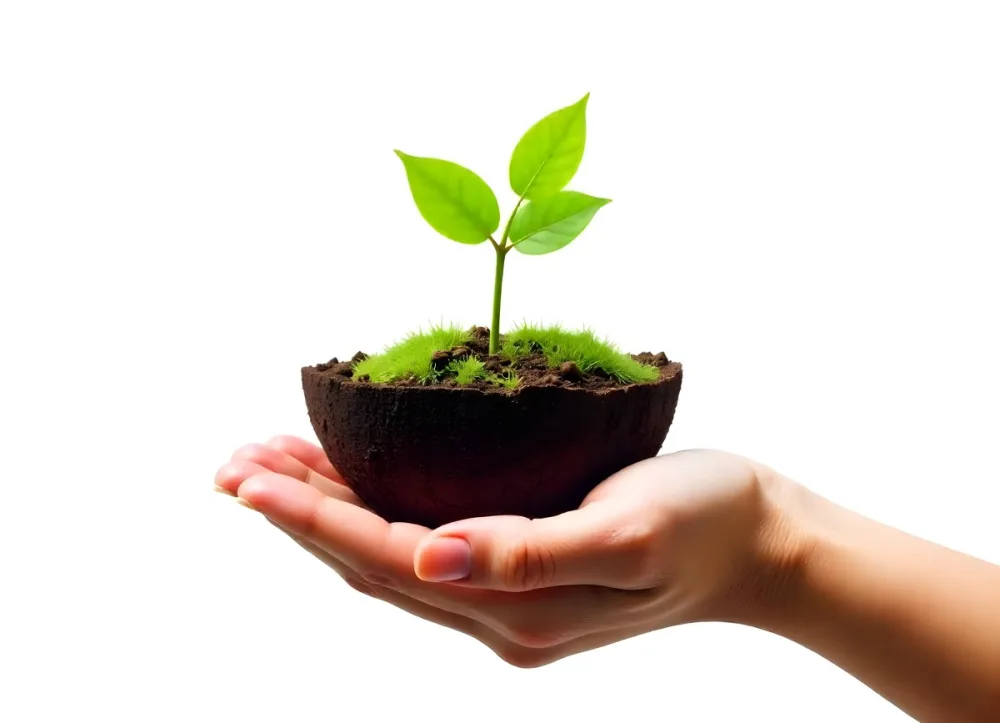 A Hand Holding A Half Earth With A Plant Growing Inside The Other Half Of The Earth Floating Above White Background 15 2e59