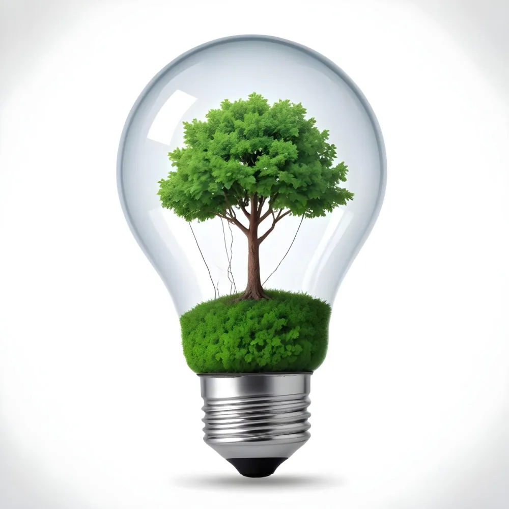 A Light Bulb With A Tree Inside The Tree Has Green Leaves And A White Trunk The Background Is White 20 4851