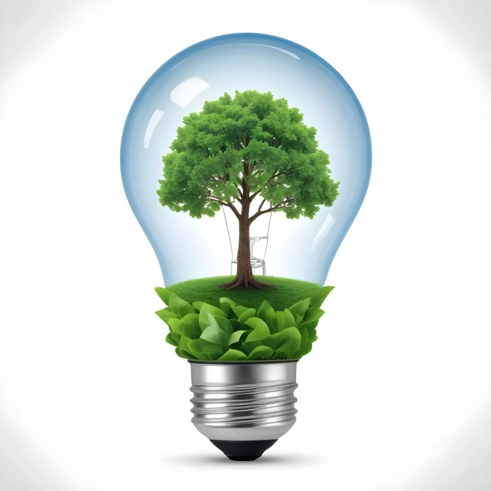 A Light Bulb With A Tree Inside The Tree Has Green Leaves And A White Trunk The Background Is White 29 8b51