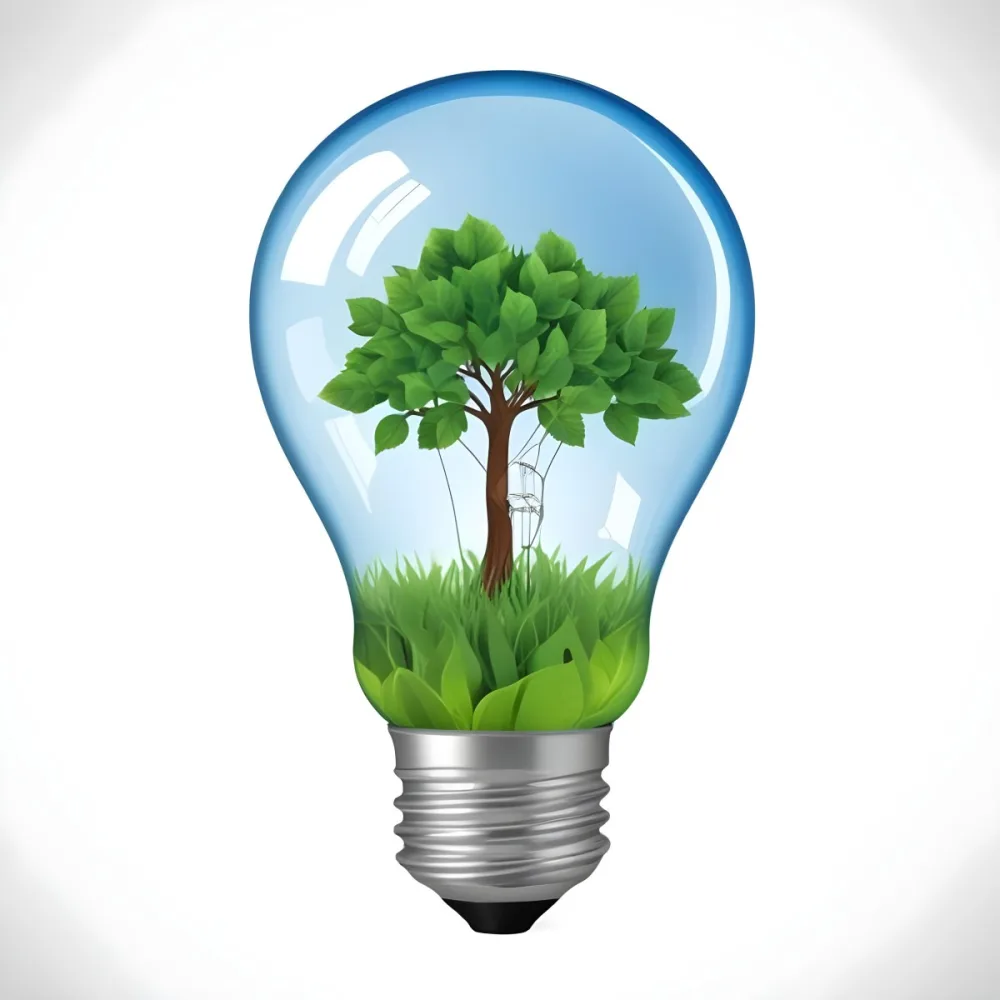 A Light Bulb With A Tree Inside The Tree Has Green Leaves And A White Trunk The Background Is White 38 05bd