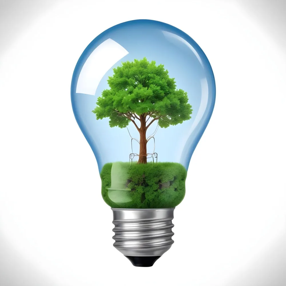 A Light Bulb With A Tree Inside The Tree Has Green Leaves And A White Trunk The Background Is White 43 Aa49