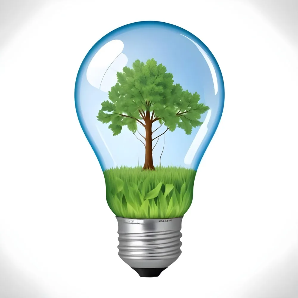A Light Bulb With A Tree Inside The Tree Has Green Leaves And A White Trunk The Background Is White 47 8247